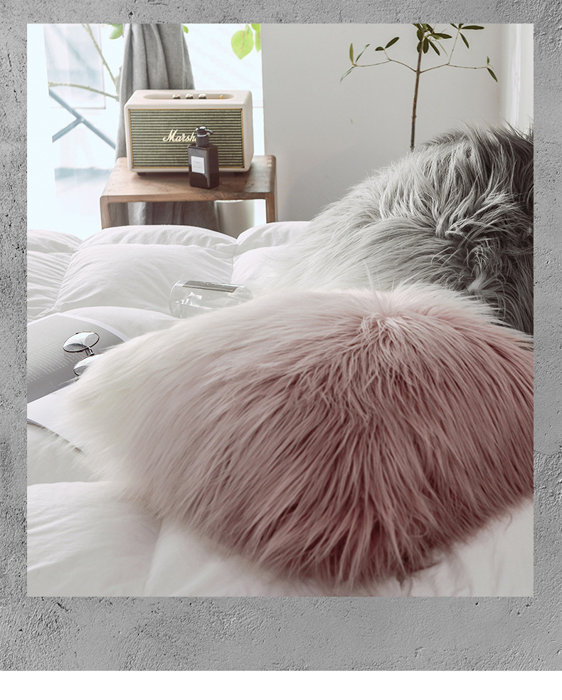 Fashion Simple Gradient Color Double Sided Imitation Rabbit Hair Pillow display picture 2