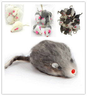 Amazon cat toy fur mouse short hair real hair mouse with ring stone cat toy factory outlet