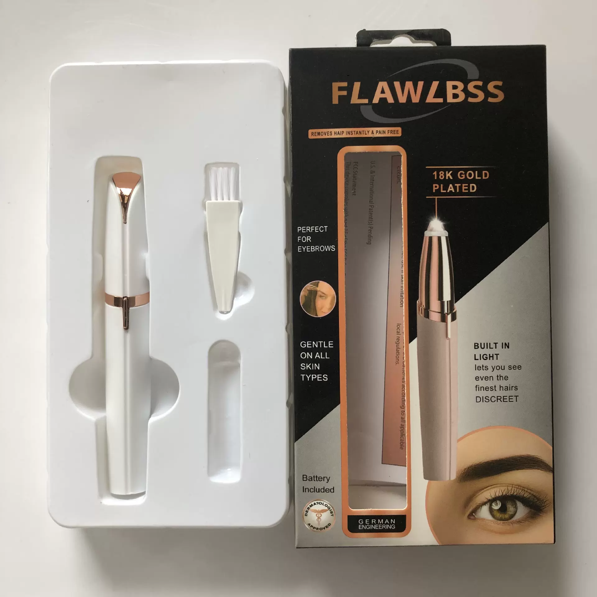 TV新款口红电动修眉器flawlbss brows剃毛器 脱毛器 电动修眉仪