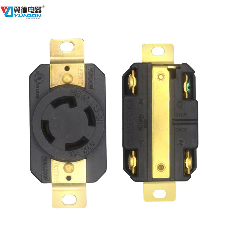 翼德厂家批发美规工业插座NEMA L-1530R美标插座 30A美式暗装插座