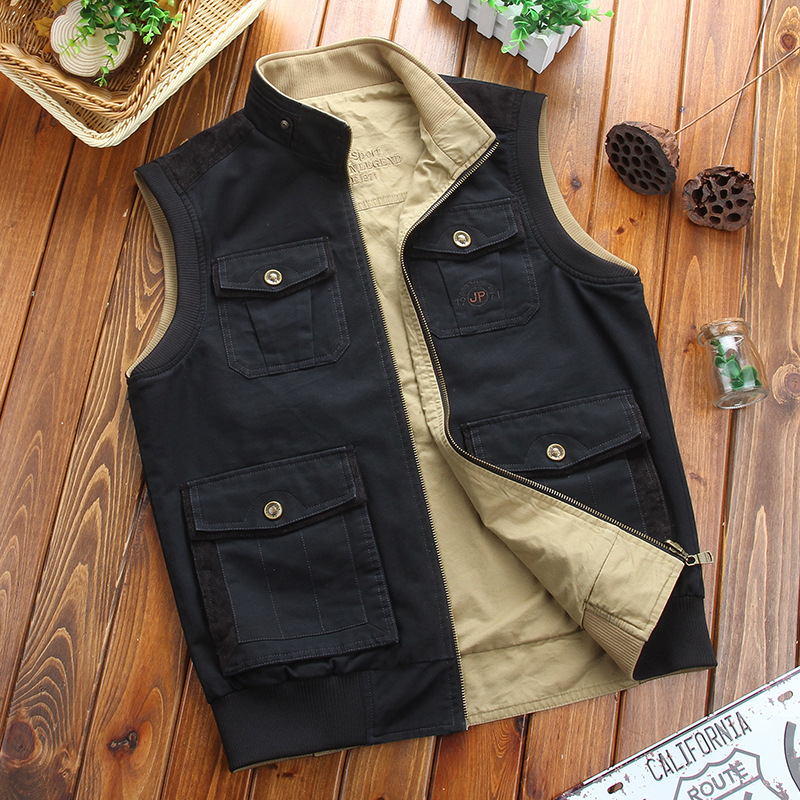 Venta al por mayor transfronteriza 9959 chaleco casual de los hombres primavera y otoño multi-Bolsillo Chaleco de doble cara Chaleco de los hombres