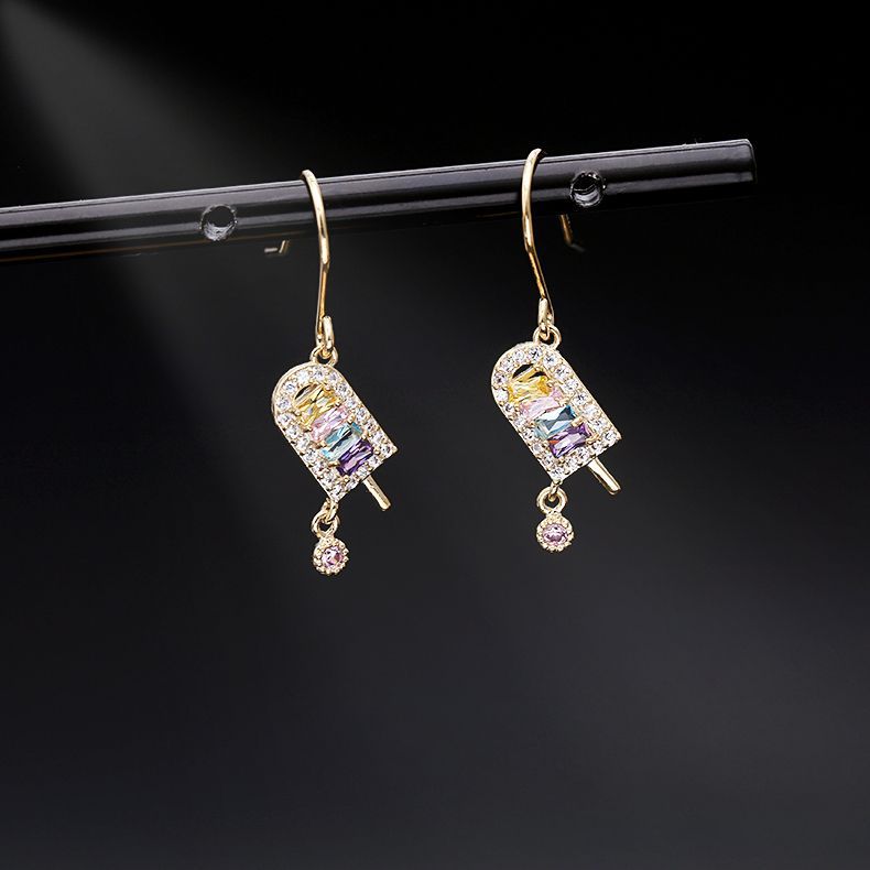 Fashion Cute Ice Cream Earrings Simple Diamonds Explosions Super Flash Earrings Wholesale Fashion Jewelry display picture 9