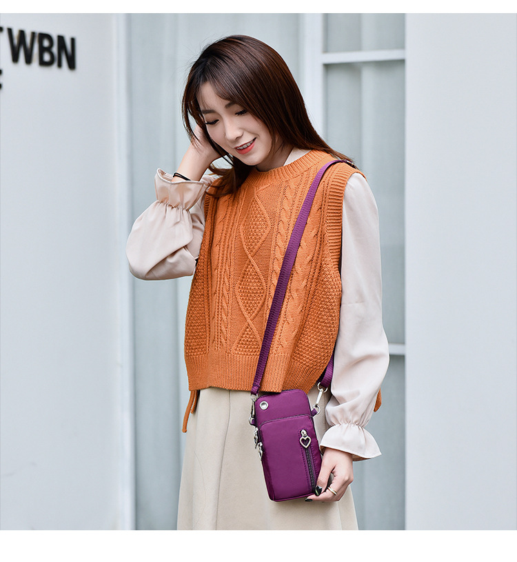 112g Weight Polyester Lining Material Zipper Closure Type Single Shoulder Strap Strap Type Phone Wallet Bags Type Daily Occasion Oxford Cloth Material Solid Color Pattern All Seasons Season Unisex Gender Fashion Style Square Shape Unisex All Seasons Oxford Cloth Fashion Phone Wallet 12