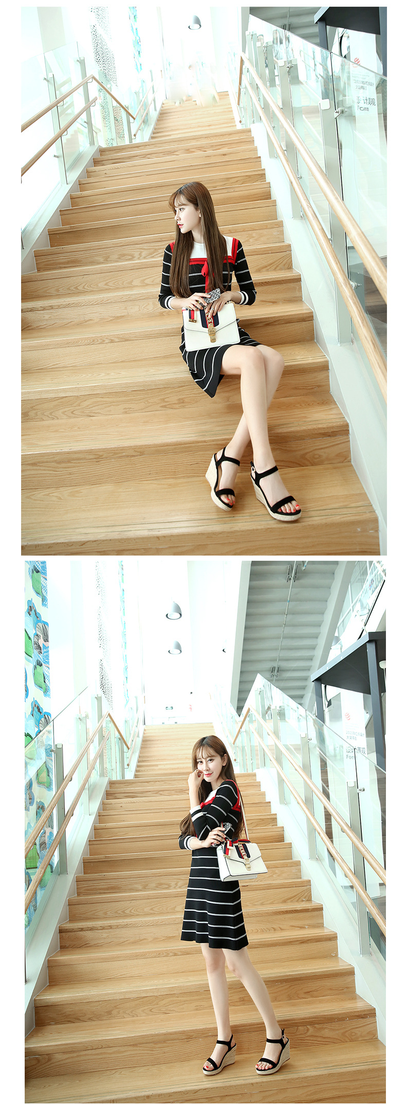 Sandal nữ quai ngang hở mũi gót cao 7 cm đế rơm — Màu đen chi tiết 32