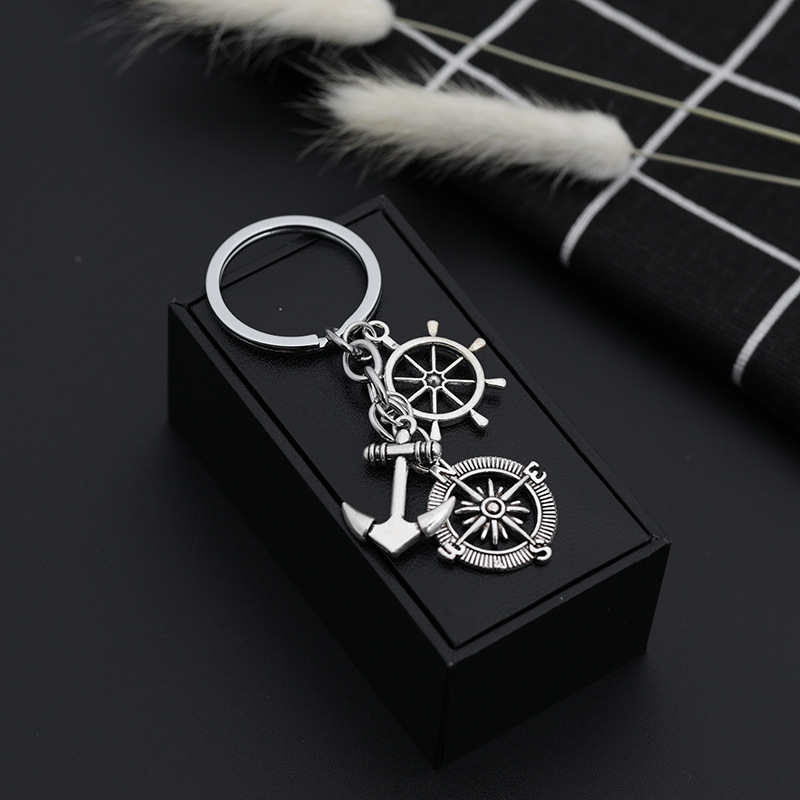 Explosion Models Compass Key Chain Leisure Anchor Anchor Rudder Metal Key Chain Pendant Accessories Hot Wholesale Nihaojewelry display picture 3