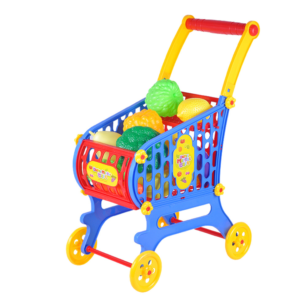 Source stall, simulation supermarket children's home toy shopping cart trolley toys can be used with fruits and vegetables