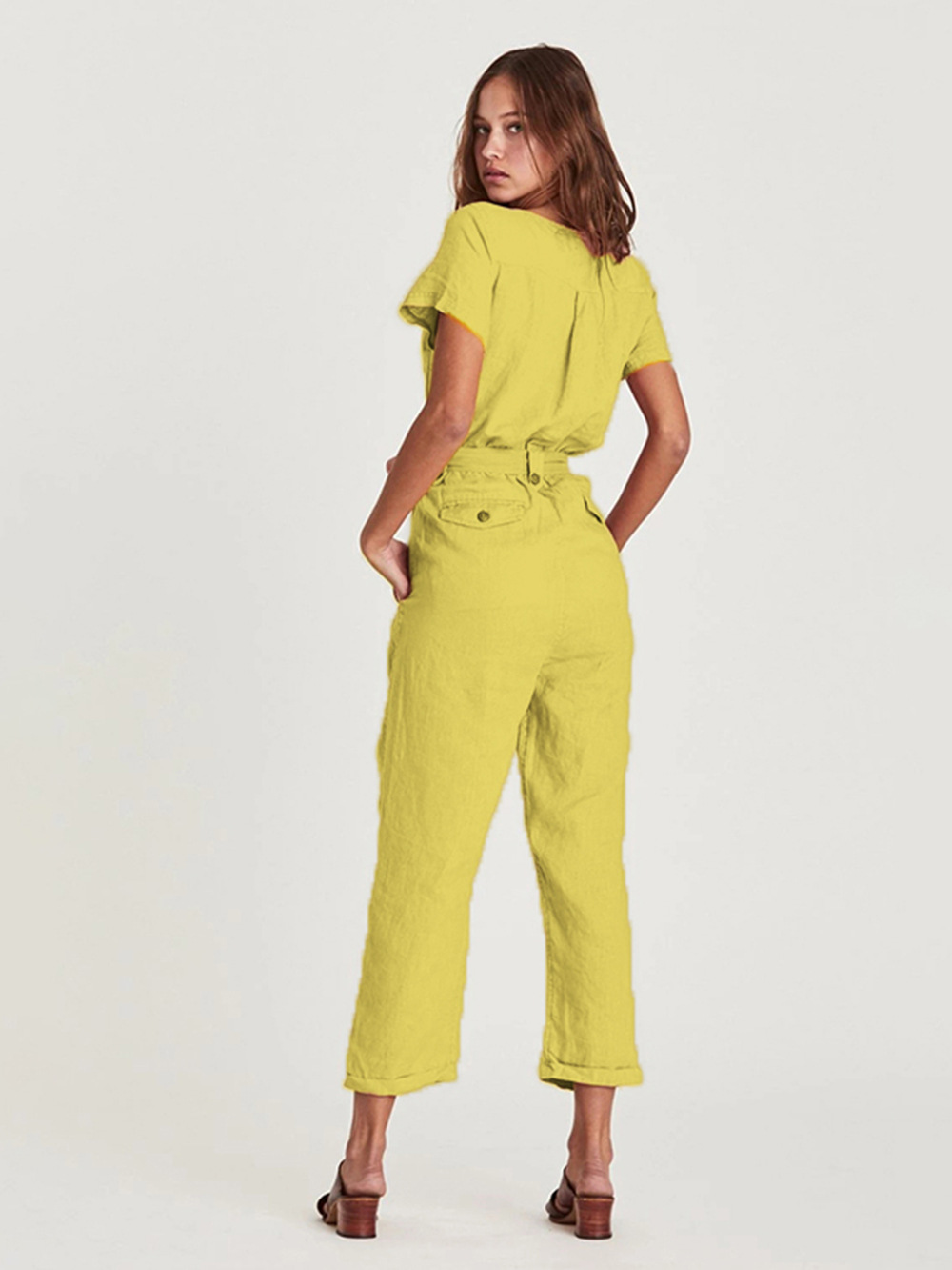 fashion women s spring and summer new hot-selling single-breasted all-match nine-point jumpsuit wholesale NSDF412