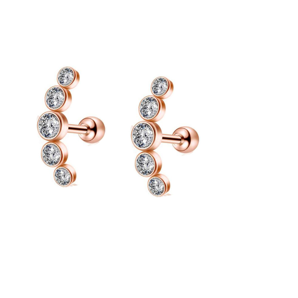 Simple Style Geometric Stainless Steel Inlay Zircon Ear Studs 1 Piece display picture 13