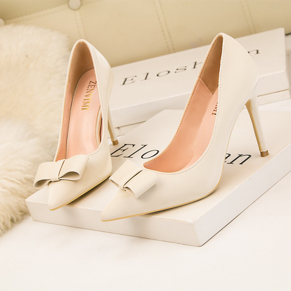 Fashion high-heeled suede pointed bow high-heeled shoes  