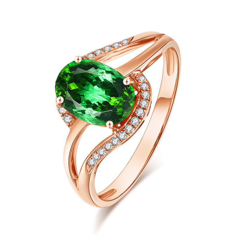 Elite elegant golden tourmaline one size ring emerald