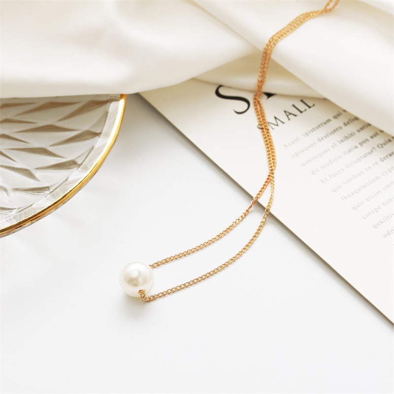 Simple Pearl Ball Short Necklace Korean Star Simple Clothing Clavicle Chain wholesale nihaojewelry