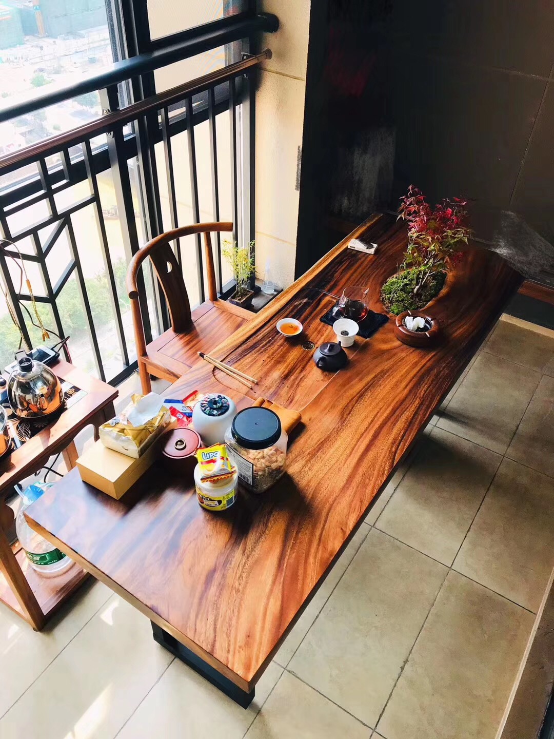 胡桃木实木大板茶桌巴花实木大板原木茶台红木茶桌办公书桌面餐桌-阿里巴巴