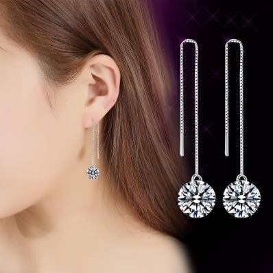 E200 jewelry zircon Loose Diamonds Ear line Korean Edition Jewelry high-grade Earrings natural crystal tassels Ear Studs Earrings Explosive money