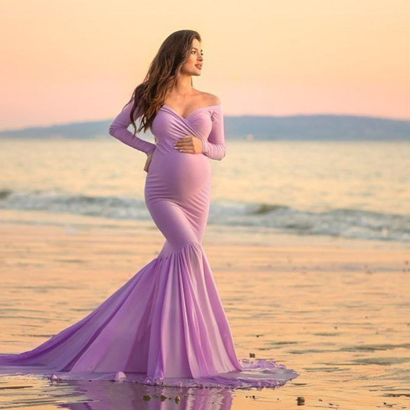 V-Neck Photography Prop Photo Long Gown 