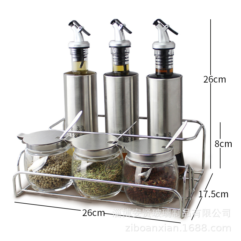 Condimento tarro condimento caja traje condimento botella hogar olla de aceite botella de aceite vinagre olla condimento rack suministros de cocina