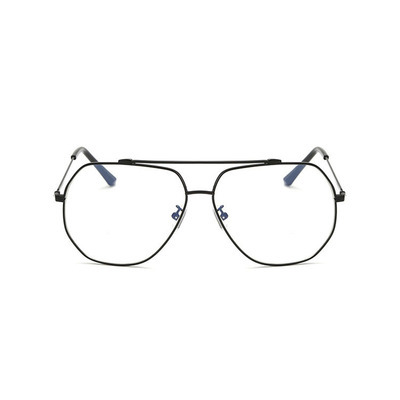 新款韓版大框多邊形裝飾女平光鏡不鏽鋼複古眼鏡男不規則眼鏡