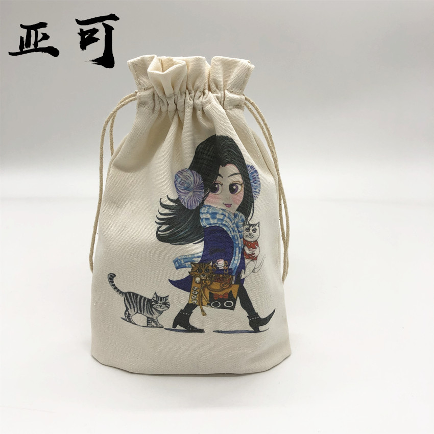 2019年新款可爱卡通人物 棉布束口袋 收纳袋