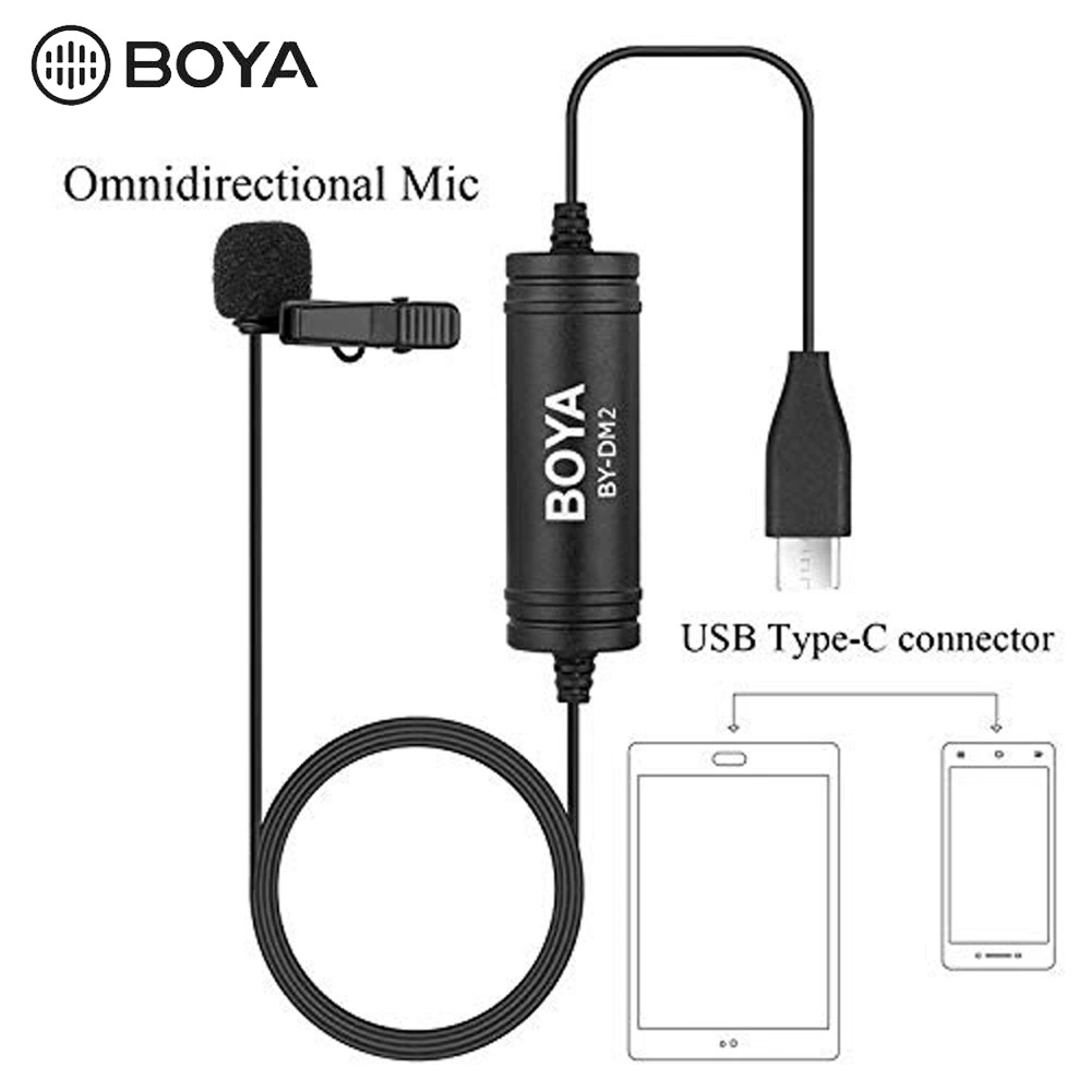 Микрофон-подвеска Boya by-DM2 для Xiaomi Huawei P20 Android Type-C интерфейс, воротниковый микрофон