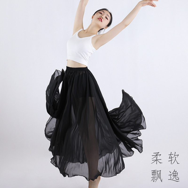 Estilo chino moderno baile ballet danza práctica Ropa danza clásica rendimiento ropa mujer vestido de media longitud gran swing falda elegante image 3