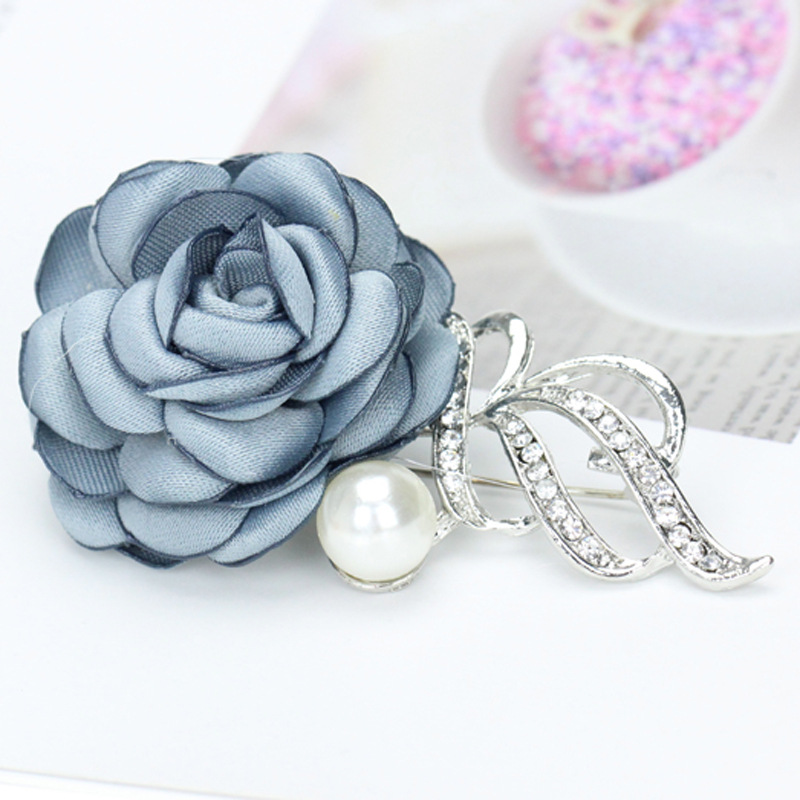 Fabric Flower Brooch Pin Fashion Corsage Shawl Buckle Pin display picture 1