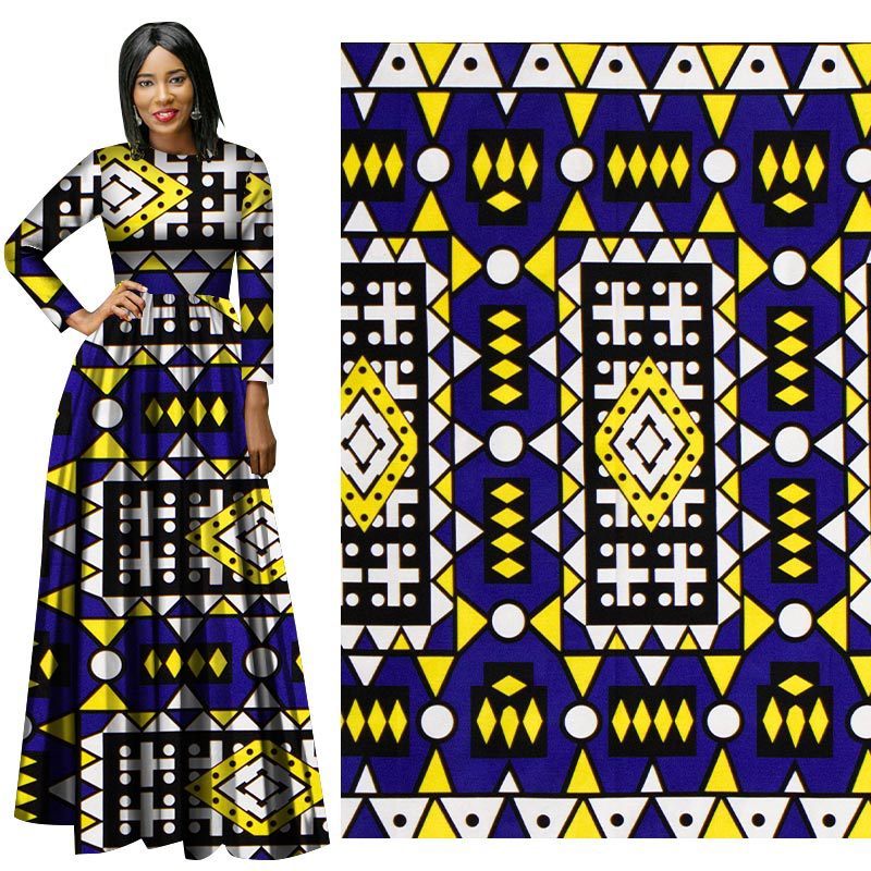 新款全棉印花布非洲风可爱几何印花布梭织印花面料跨境批发