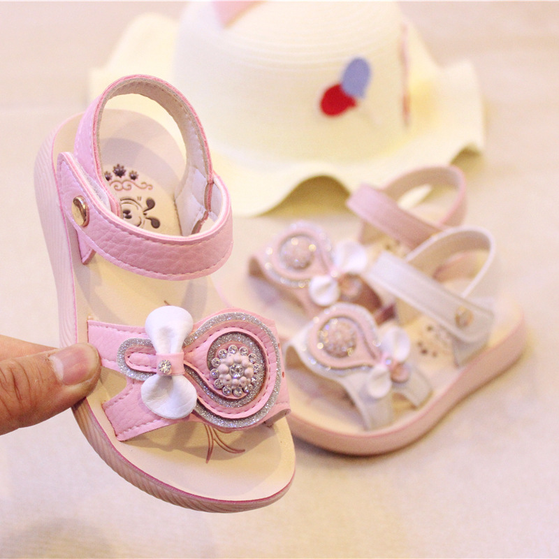 2019夏新小公主软底舒适凉鞋水钻女童聚氨酯鱼嘴棒棒糖凉鞋21-25|ru