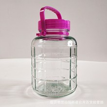 2L3L5L密封玻璃罐 家用腌制储物罐透明收纳罐方格梅酒瓶批发