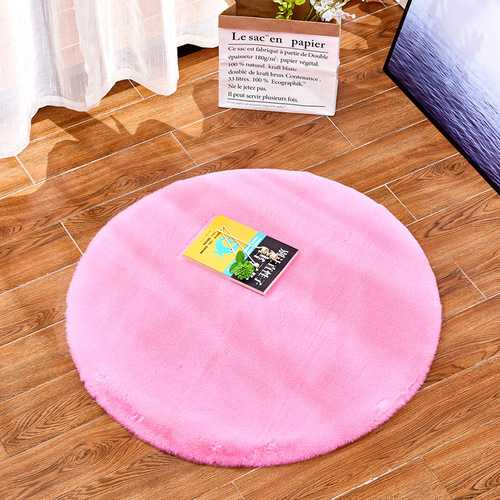 Manufacturer wholesale faux rabbit hair carpet living room bedroom coffee table bed side round rug entryway foot mat short plush
