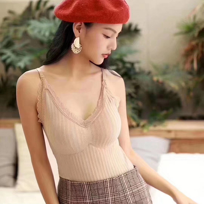 韩版2019秋冬新款修身显瘦打底衫上衣内搭加绒加厚保暖吊带背心女