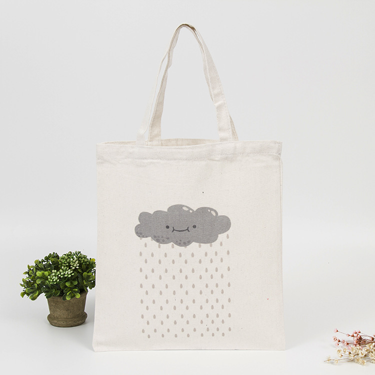 简约乌云丝印手提帆布袋定 做本色全棉学生宣传棉布袋定 制彩色