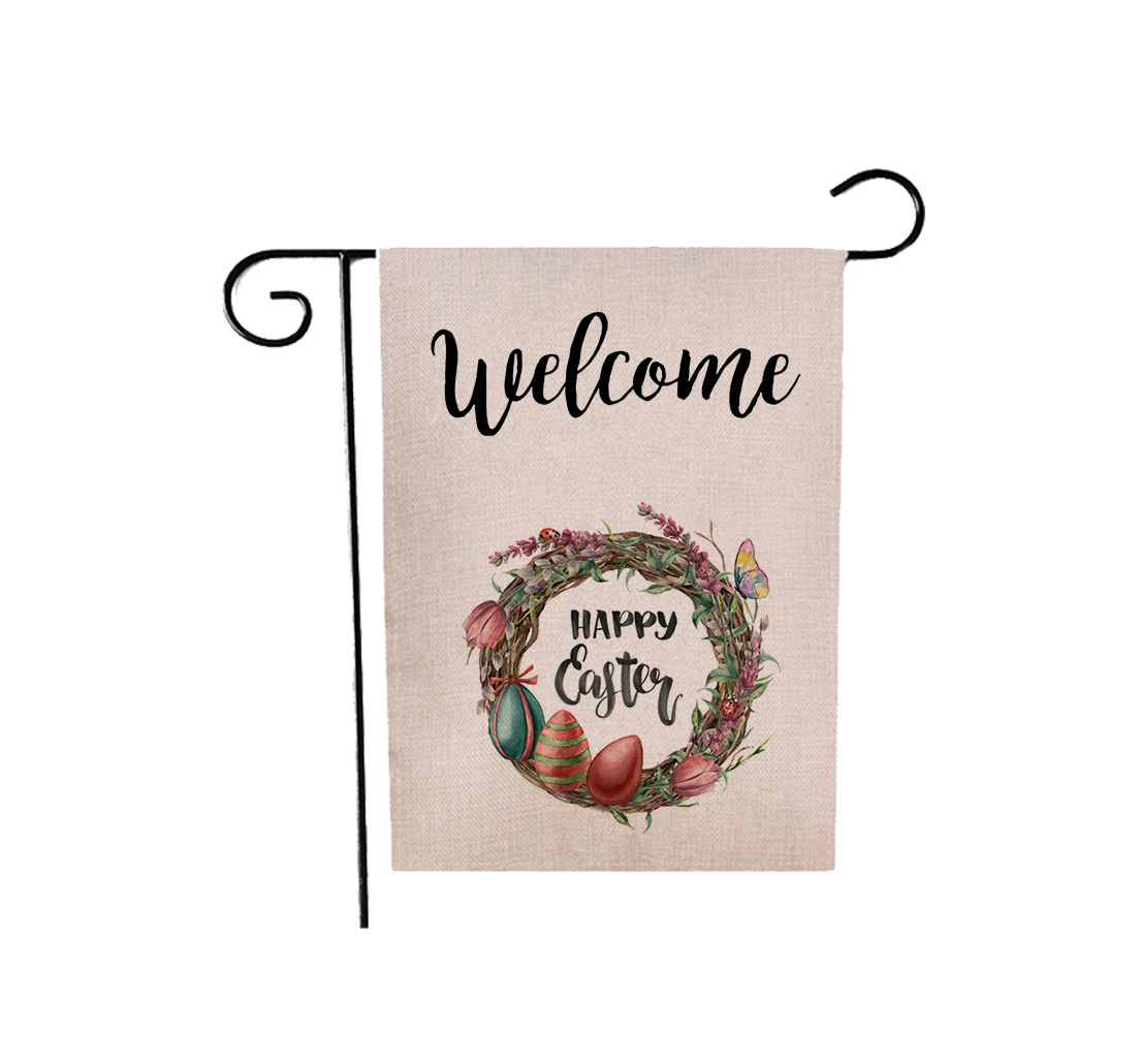 75g Weight Flag Event & Party Supplies 1 Piece, 47*32cm Quantity Linen Material Easter Festival Rabbit, Letter Pattern Cute Style Easter Cute Rabbit Letter Linen Flag Party Supplies Decorations 1 Piece 47*32cm 25