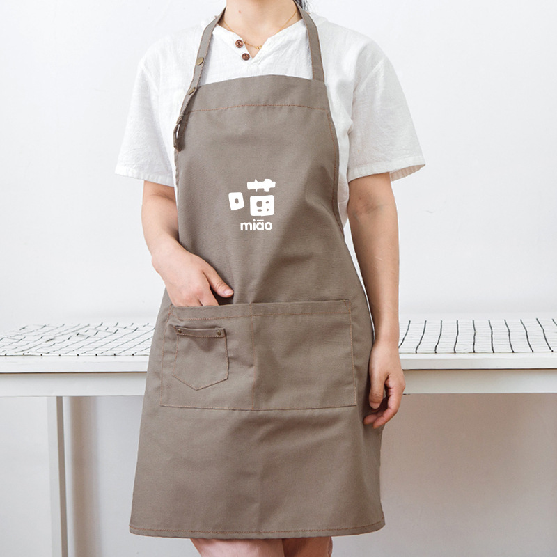 Moda coreana para hombres y mujeres ropa de trabajo personalizada Impresión de logotipo Delantal de cocina para pareja cocina doméstica antiincrustante