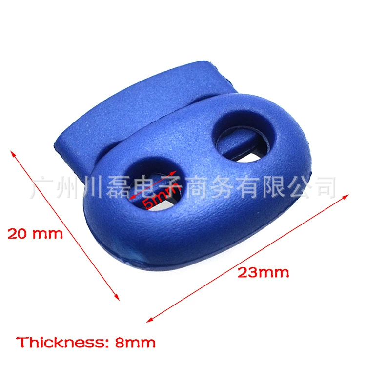 Colored 5mm hole diameter plastic spring rope buckle, two-hole pig nose buckle, cord tension adjuster buckle, strap adjuster buckle