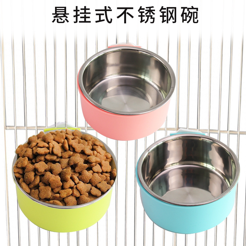 厂家直供爆款宠物碗 不锈钢狗碗固定笼子挂碗 宠物狗饭碗宠物用品|ru