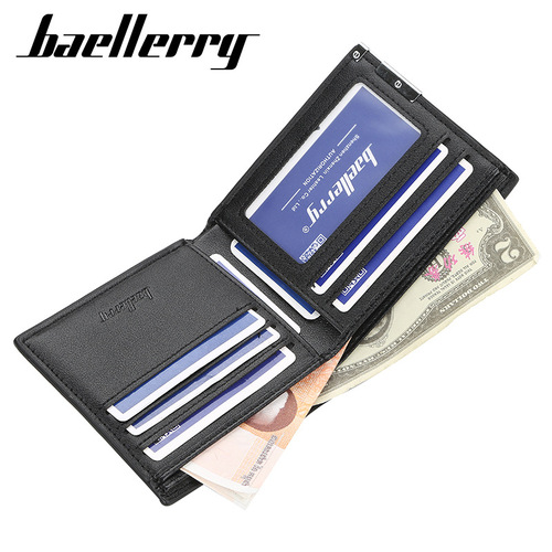baellerry men's short wallet Korean style thin iron edge multi-card slot wallet horizontal and vertical card holder wholesale