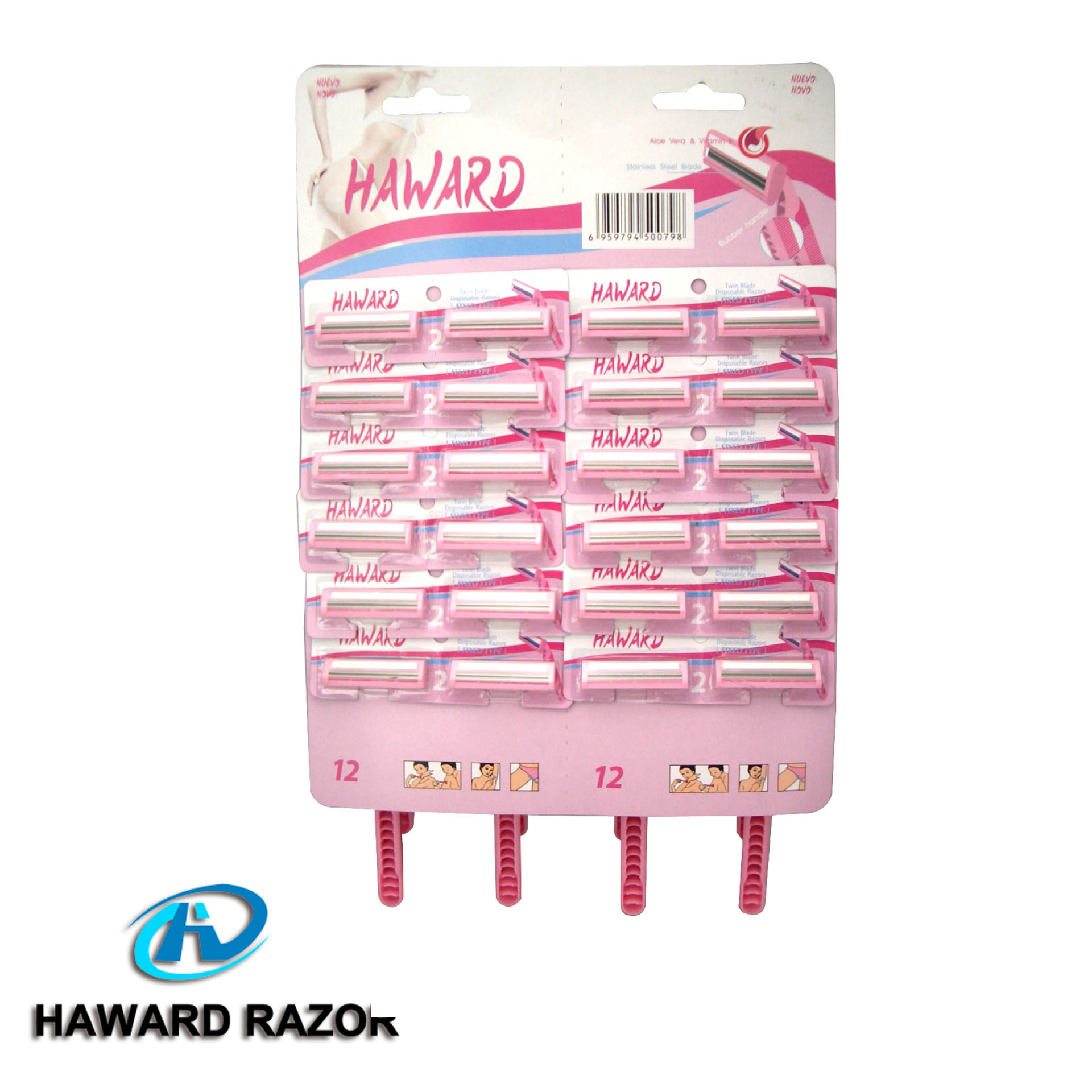 廠家批發(fā) 24把掛卡 超滑條雙層不銹鋼刀片一次性手動剃須刀刮胡刀