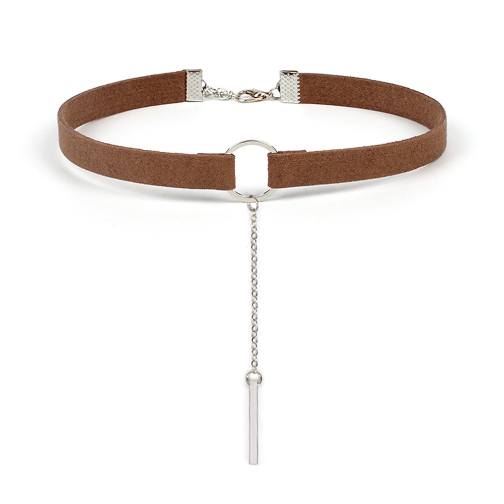 8g Weight Necklace Classification Wedding, Travel Occasion Women'S Gender Fashion Style Gold, Silver, Black Color Korean Velvet Wide Bandage In-line Pendant Necklace Clavicle Chain 6