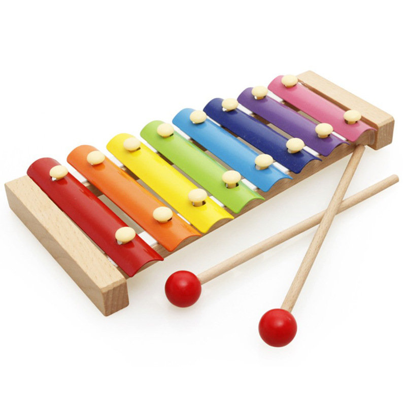 木质早教儿童乐器亲子互动工艺品 木制玩具 儿童八音手敲敲琴批发