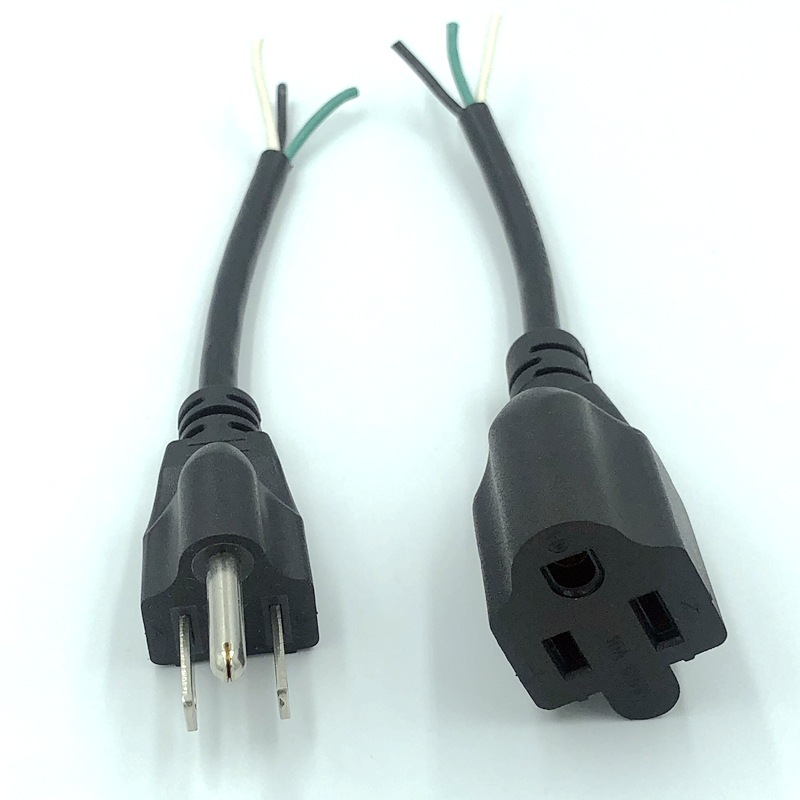 UL美标三插 美规三插母头 剥皮上锡 3芯18 16 14AWG 美式电源线