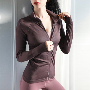 Yoga Blazer women seamless long sleeve cardigan elastic tight running fitness quick drying top
