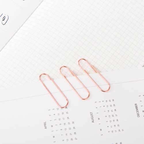 Cross-border metal electroplating rose gold special-shaped paper clips wholesale paper clips boxed office stationery paper clips