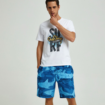 HOTMANGO Beach pants Large swimming trunks Swimming motion leisure time lovers Shark Camouflage Shorts