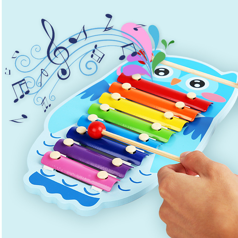 Infant And Young Children's Wooden Eight-tone Hand-knocking Piano Early Education Baby Educational Musicaltrument Toy1-2-3 Years Old Small Wooden Knocking Piano