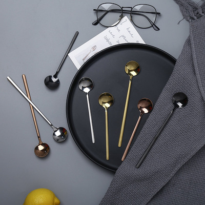 304不鏽鋼咖啡勺甜品勺攪拌勺家用創意冰激淩勺奶茶調羹雪糕勺子