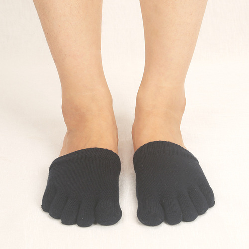 Spring and Autumn five-toe socks for men and women, forefoot half invisible socks, solid color cotton half-palm shallow mouth five-toe socks