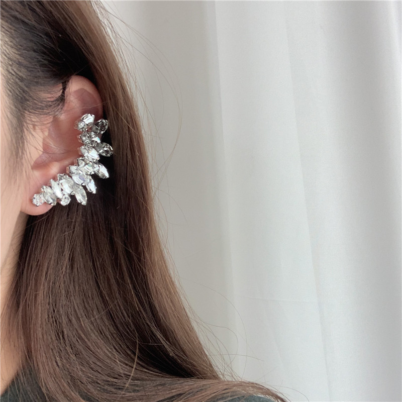 Exaggerated Super Flash Full Diamond Wings Ear Bone Clip Earrings Integrated Earrings Women display picture 14