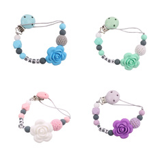 Amazon pacifier chain prevent drop, baby silicone flower pacifier clip prevent drop strap, teething toy prevent loss chain