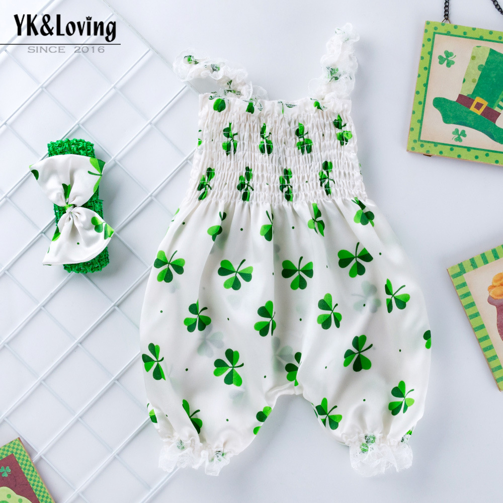 2020夏季童装新款婴幼儿连体宝宝长裤裹脚裤圣帕特里克连体裤新品