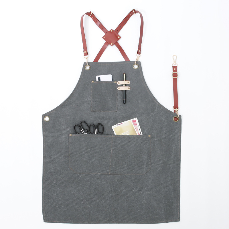 Delantal logotipo personalizado moda Coreana lienzo antifouling Barbero café leche tienda de té Cocina Ropa trabajo en casa para las mujeres