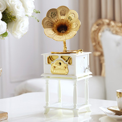 Creative Gramophone Model Music Box Retro Eight-Round Music Box Student Couple Birthday Gift For Girls Desktop Ornament
